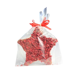 Gwiazdka czekolada mleczna z grysem malinowym 40g (z kokardką )